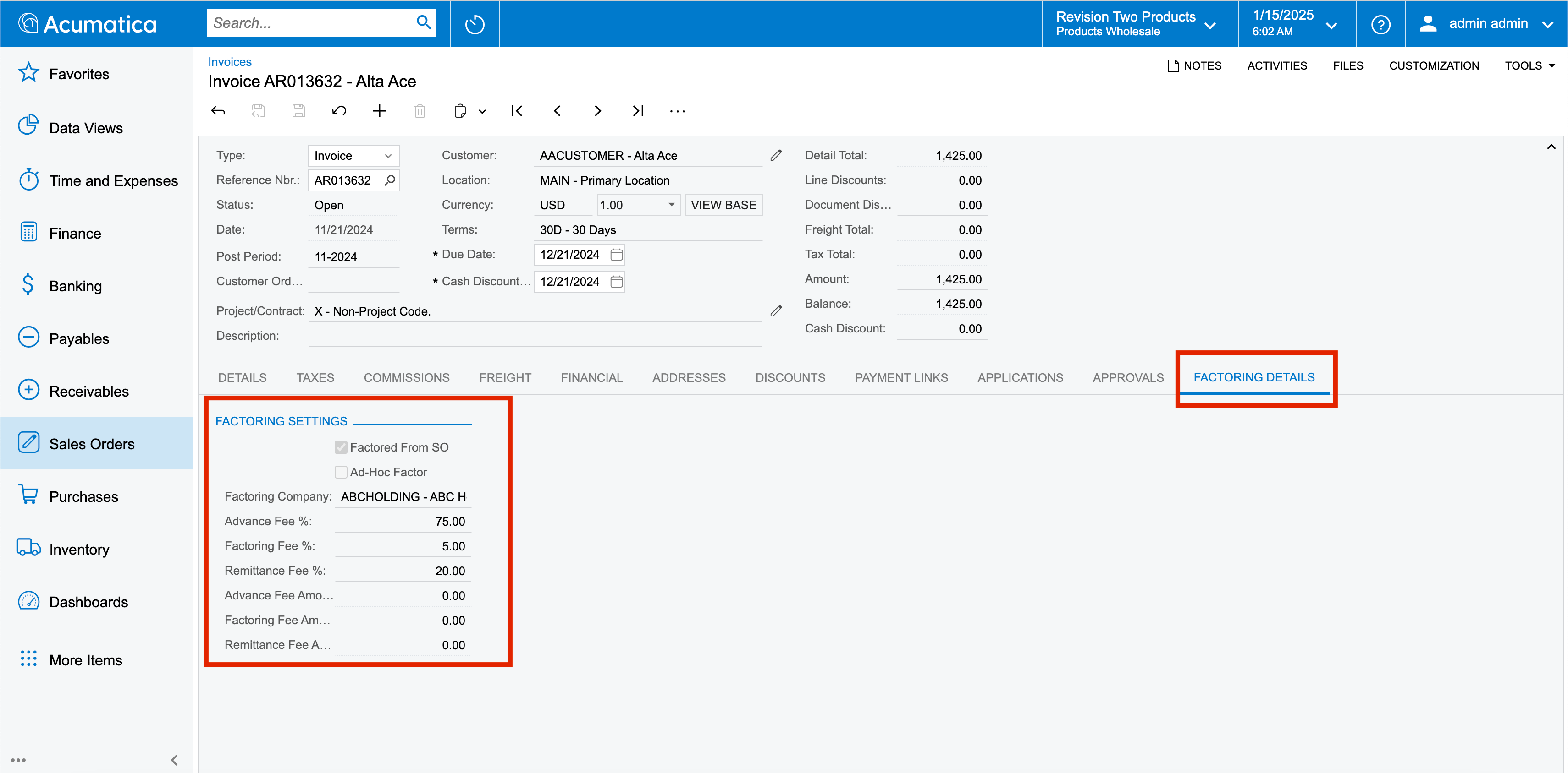 Configuración del cálculo alícuota en la factura