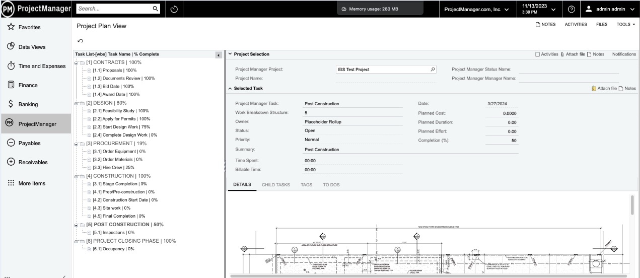 Tareas del proyecto con PM en ACU