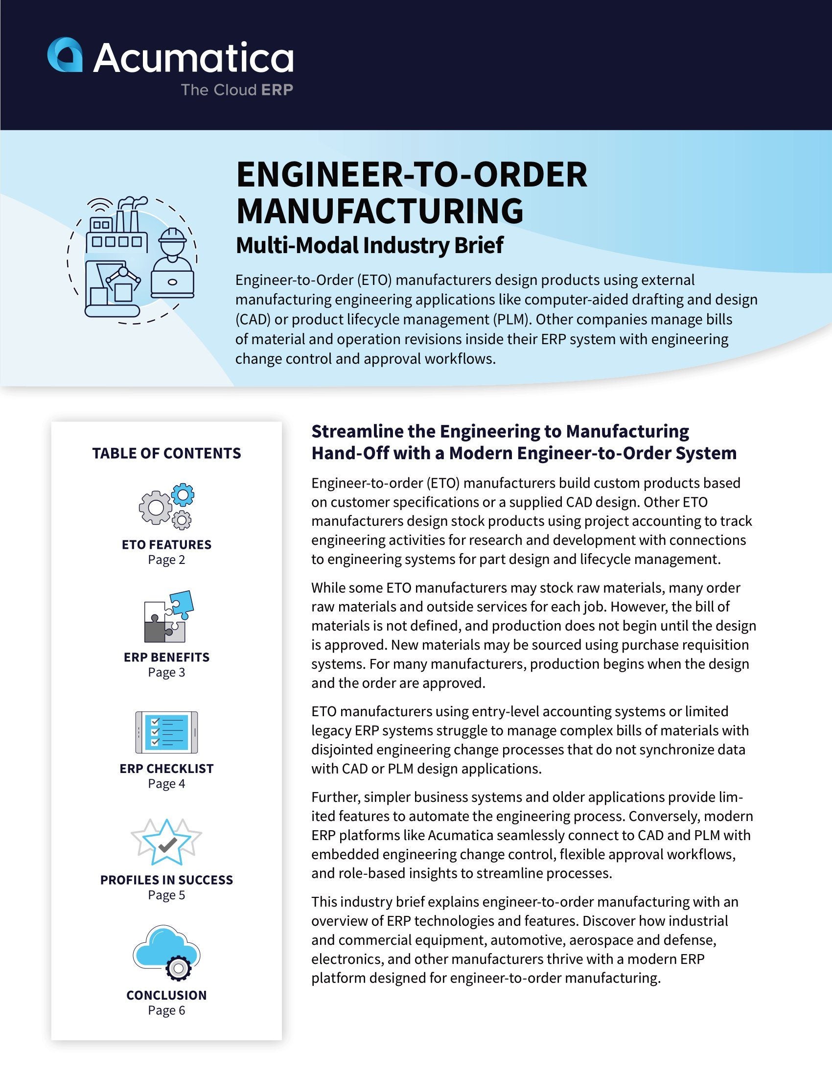 Engineer to Order Product Sheet