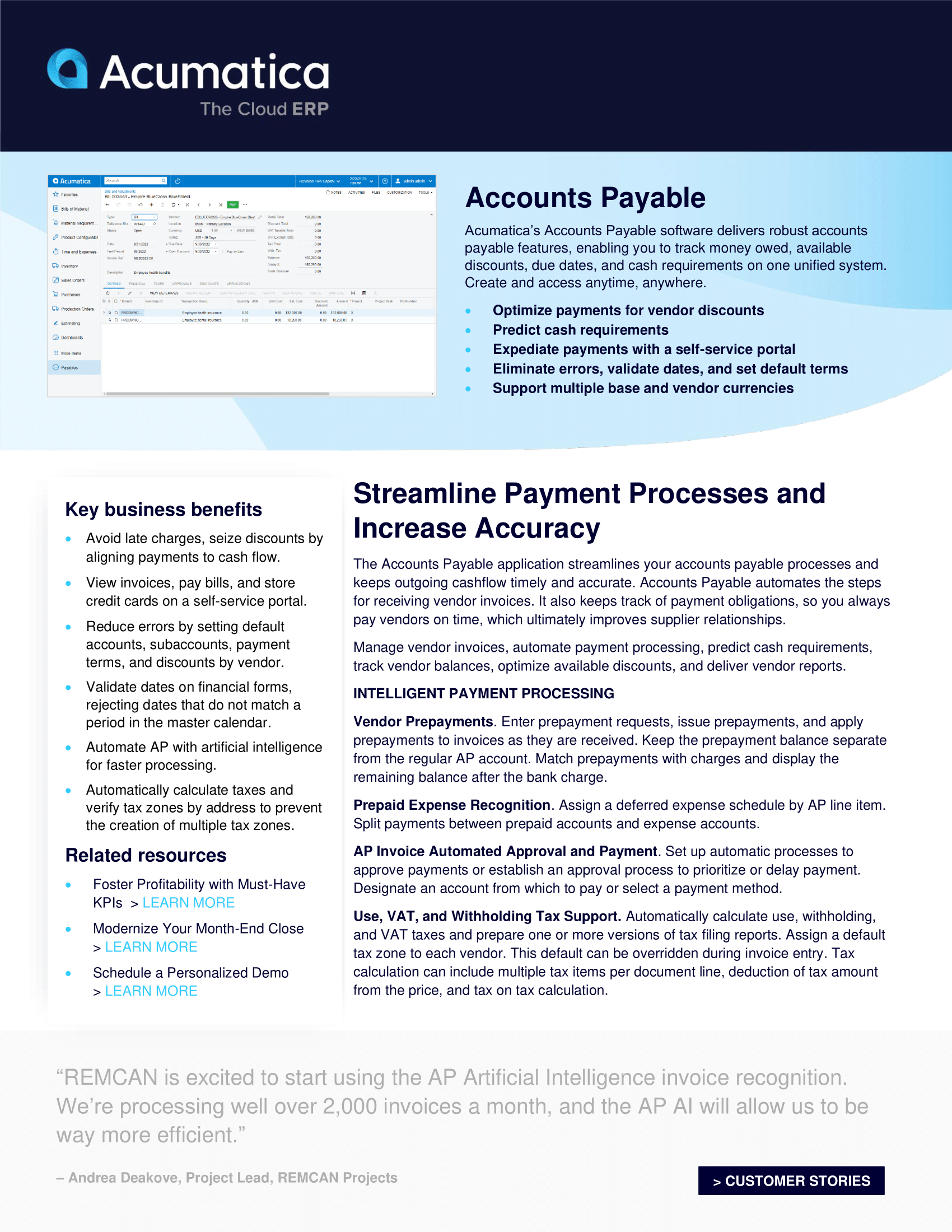 Accounts Payable Product Sheet