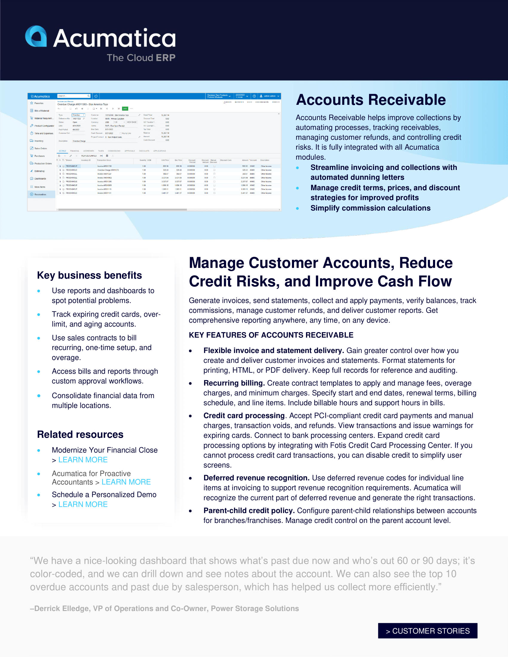 Accounts Receivable Product Sheet