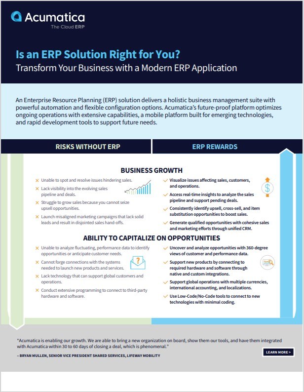 Acumatica Cloud ERP - Rapport de grille pour les systèmes ERP