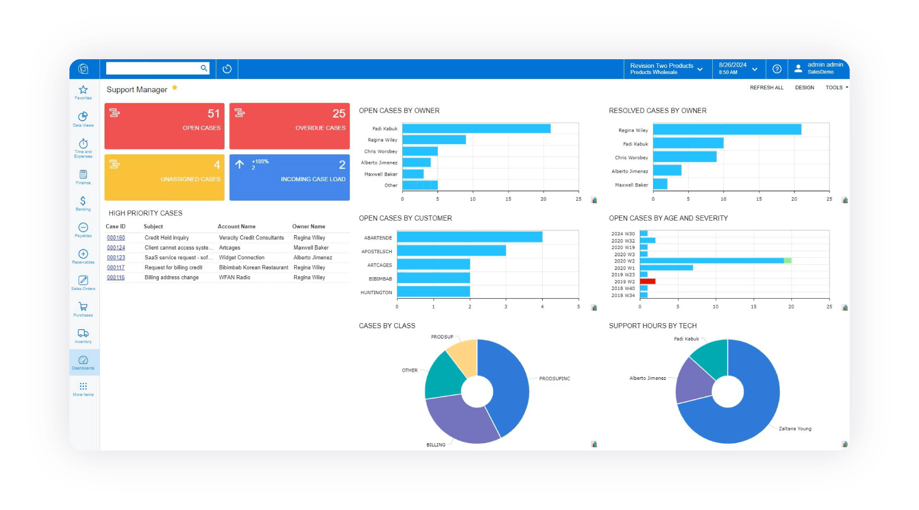 Capture d'écran de la gestion des changements Acumatica