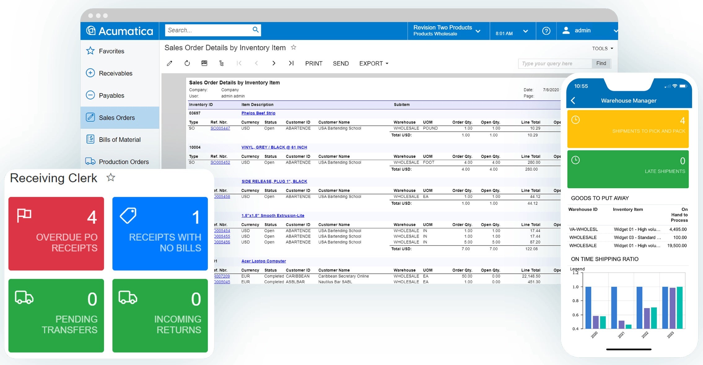 Real-Time Reporting Screenshot of the Acumatica product to show Real-Time Reporting of Acumatica in comparison to QuickBooks