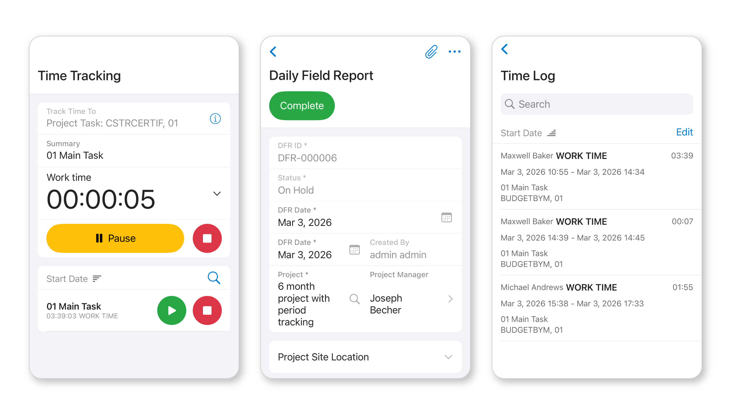 Project Management Screenshot of the Acumatica Field Operations and Mobile